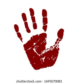 Illustration von Vektorillustrationen im Handdruck. Menschenhand und Finger. Hör auf zu unterschreiben. Handaufdruck einzeln auf weißem Hintergrund. Warnung und Prävention.