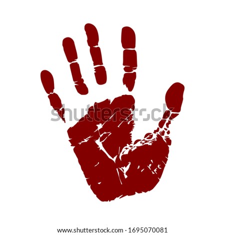 Handprint vector illustration. Human palm and fingers. Stop sign. Image of hand imprint isolated on white background. Warning and prevention.