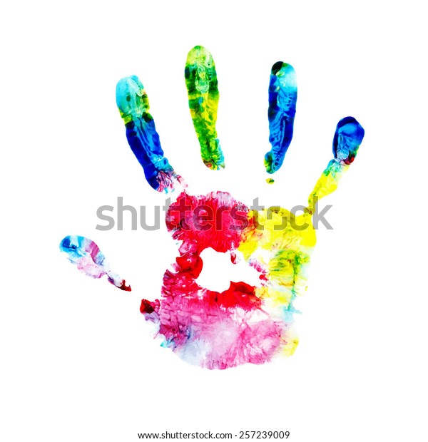 Handprint Watercolor Hand Kid Handprint Kid Stock Vector (Royalty Free ...