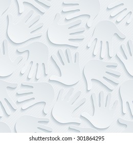 Handprints wallpaper. 3d seamless background. Vector EPS10. See others in My Perforated Paper Sets.