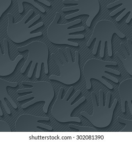 Handprints wallpaper. 3d seamless background. Vector EPS10. See others in My Perforated Paper Sets.