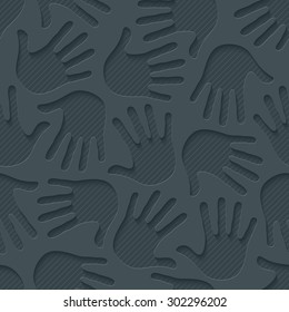 Handprints wallpaper. 3d seamless background. Vector EPS10.