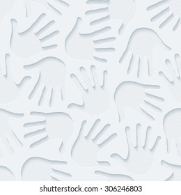Handprints wallpaper. 3d seamless background. Vector EPS10.