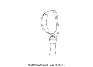 A hand-raised safety helmet. Labor Day one-line drawing
