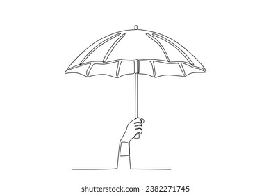 A hand-raised umbrella. Umbrella one-line drawing