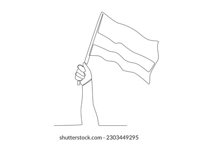 A hand-raising flag on Colombia's independence day. Independencia de Colombia one-line drawing