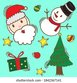 Handraw Christmas Character Collection Vector
