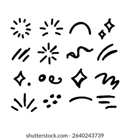 Handraw icon doodle design elements, logo, mascot and elements for drawing, isolated on white background simple design doodle