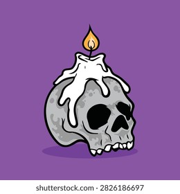 Handrawan Candle Skull Vector