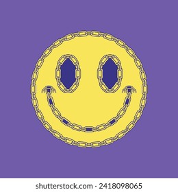 Handrawing Chain Smile Concept Vector Design Illustration