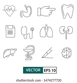 Handrawing medical health icon set. Isolated on white background. Vector illustration EPS 10