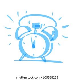 Handrawn alarm clock, vector illustration.