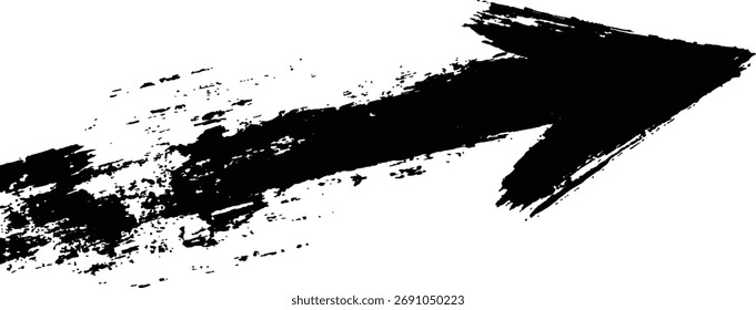 Flecha dibujada a mano con marcador negro sobre fondo blanco. Flecha de Vector dibujada a mano, flechas de Vector dibujadas a mano aisladas sobre fondo blanco, icono de flechas de Vector, Ilustración vectorial. 