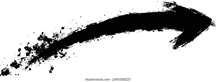 Flecha dibujada a mano con marcador negro sobre fondo blanco. Flecha de Vector dibujada a mano, flechas de Vector dibujadas a mano aisladas sobre fondo blanco, icono de flechas de Vector, Ilustración vectorial. 