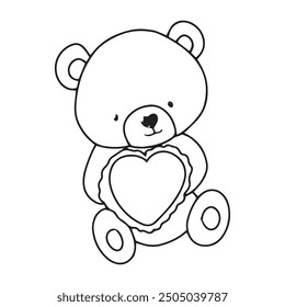 handrawn bear. cute bear relaxing on the cloud.bear expression and gesture