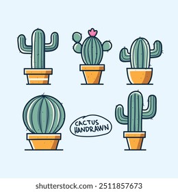 Vetor de Ilustração de Cactos de Cactos Desenhados à Mão