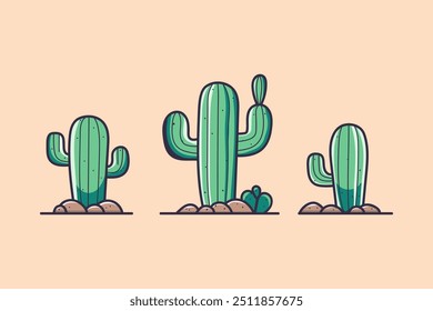 Handrawn Cactus Cartoon Illustration Vector