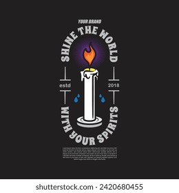 Handrawn Candle with Fire and Light Concept Vector Graphic Design