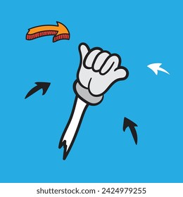 Handrawn Cartoon Hand Sign Vector Design