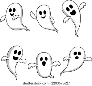 handrawn cartoon spooky character ghost pack