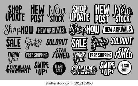 Handrawn catchword online shop sticker set