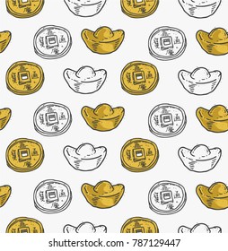 handrawn chinese ingot pattern