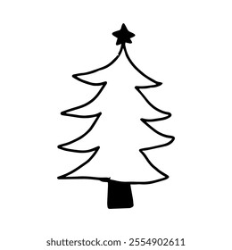 handrawn christmas tree element stock