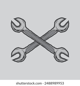 Ilustraciones de diseño de Vector de concepto de llave cruzada dibujada a mano
