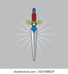 Handrawn Dagger Knife Concept Vector Design Illustrations