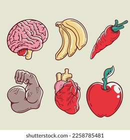 Handrawn Doodle Icon With Healthy Eats Theme