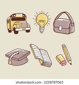 Icono De Doodle De La Corona Con Tema Escolar