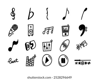 Handrawn Doodle Music Element Set 