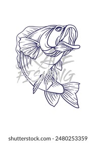 ilustración de logotipo de pesca a mano, grunge con texto valiente y pesca