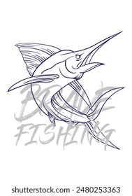 ilustración de logotipo de pesca a mano, grunge con texto valiente y pesca