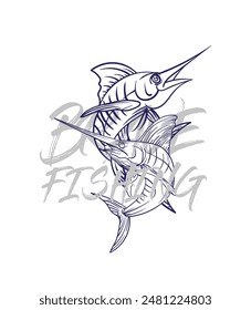 handrawn fishing logo illustration, grunge with text brave and fishing white background