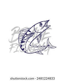 ilustración de logotipo de pesca dibujado a mano, grunge con texto valiente y pesca fondo blanco