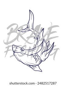 ilustración de logotipo de pesca a mano, grunge con texto valiente y pesca fondo blanco aislado