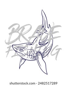 ilustración de logotipo de pesca a mano, grunge con texto valiente y pesca fondo blanco aislado