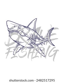 ilustración de logotipo de pesca a mano, grunge con texto valiente y pesca fondo blanco aislado