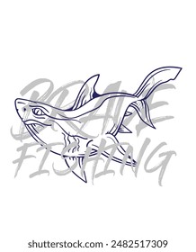 ilustración de logotipo de pesca a mano, grunge con texto valiente y pesca fondo blanco aislado