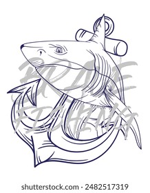 ilustración de logotipo de pesca a mano, grunge con texto valiente y pesca fondo blanco aislado