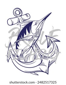 ilustración de logotipo de pesca a mano, grunge con texto valiente y pesca fondo blanco aislado