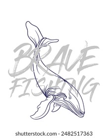 ilustración de logotipo de pesca a mano, grunge con texto valiente y pesca fondo blanco aislado