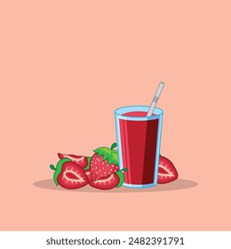 Handrawn Fresh StrawberryJuice Concept Vector Illustration Design