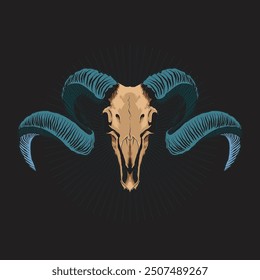 Handrawn Goat Skull Concept Vector Design Illustration