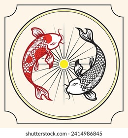 Handrawn Graphic Koi Fish Vector Design Illustration
