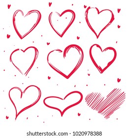 Handrawn hearts set. Elements for Valentine's Day. Design set