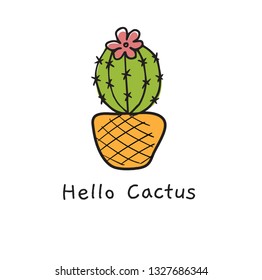 Handrawn Hello cactus Design