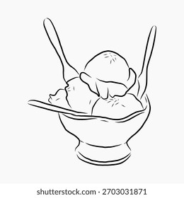 handrawn ice cream vector art illustration