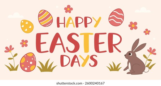Handrawn Illustration of Happy Easter egg Days